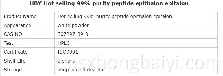 99% Péptido cosmético Cosmético de Epitalon Anti-Envejecimiento Epitalon 10mg/VIAL CAS 307297-39-8